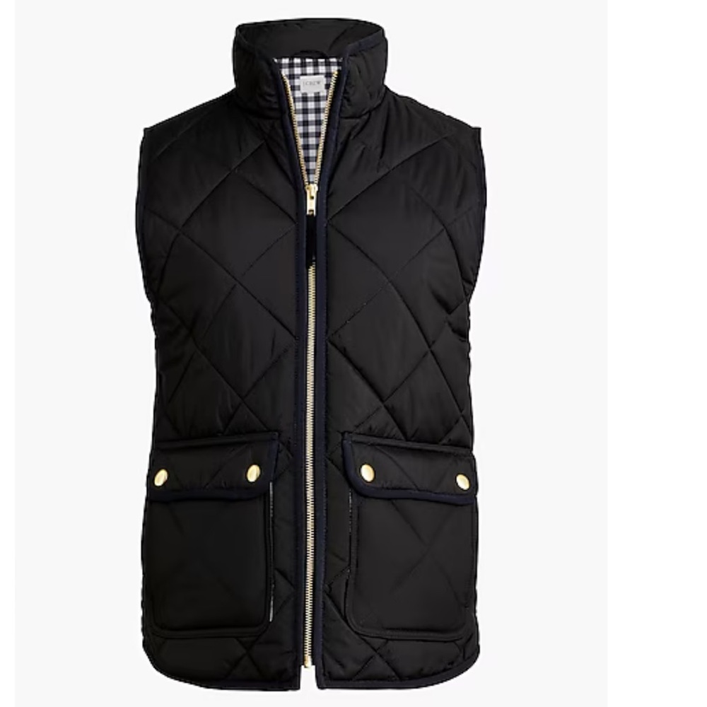 J. Crew Factory Black Puffer vest with snap pockets women size large